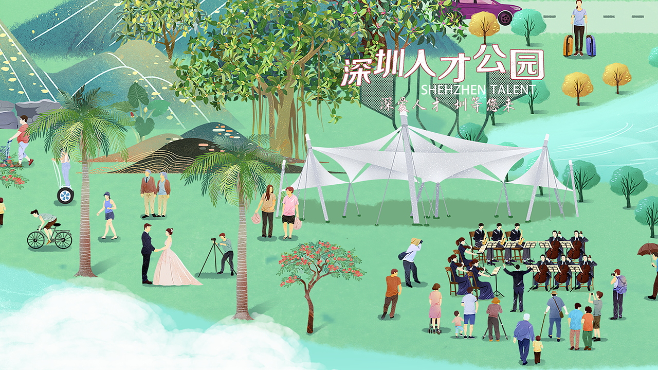 木头猫x深圳40年 | 画卷里的千园之城 气势磅礴(图ZMjIyNzAxMjg0) - 商业插画 - 站酷设计师疯子木原创素材 - 站酷ZCOOL
