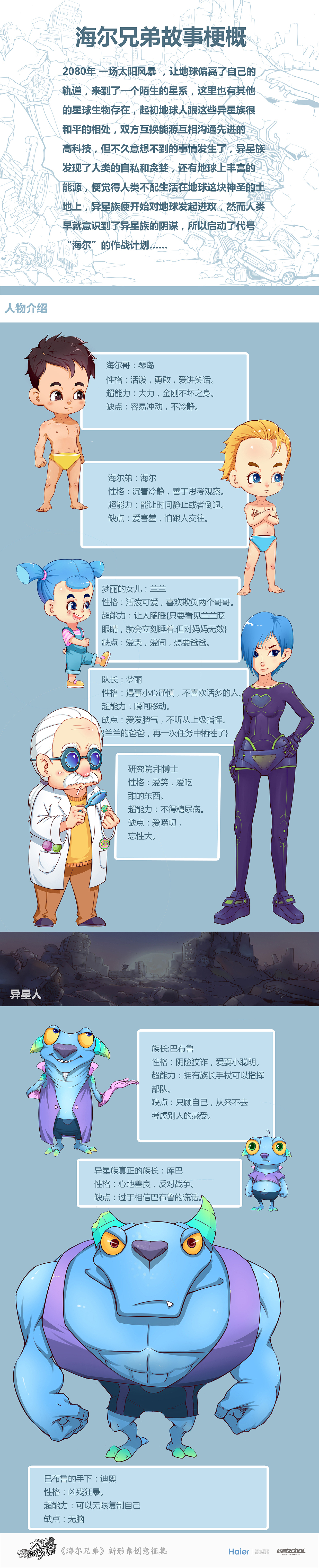 海尔兄弟故事设定（图ZMTUzNzI3MDQ=） - 商业插画 - 站酷设计师亮点漫画原创素材 - 站酷ZCOOL