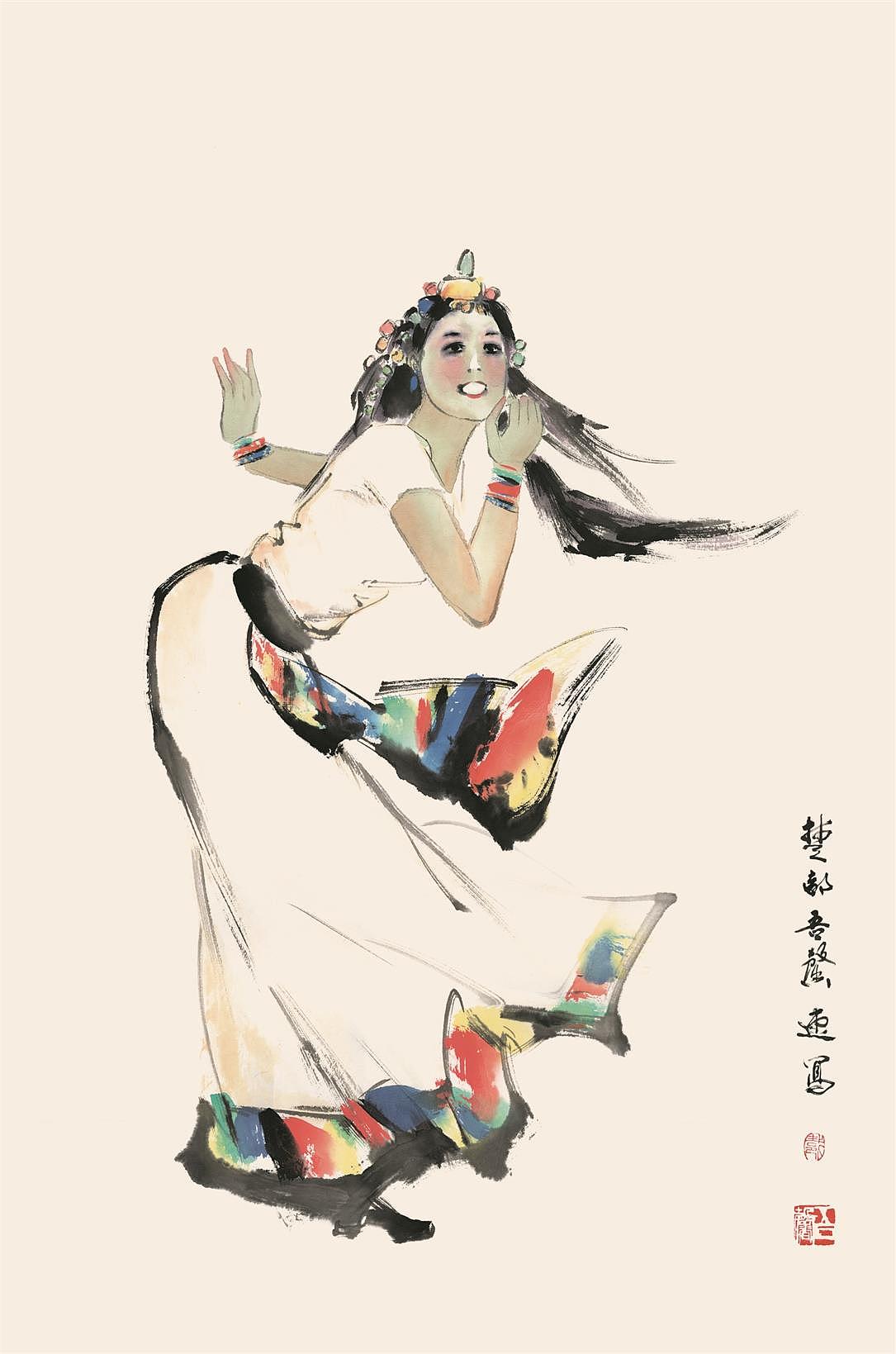 国画 舞蹈人物 民族舞 选