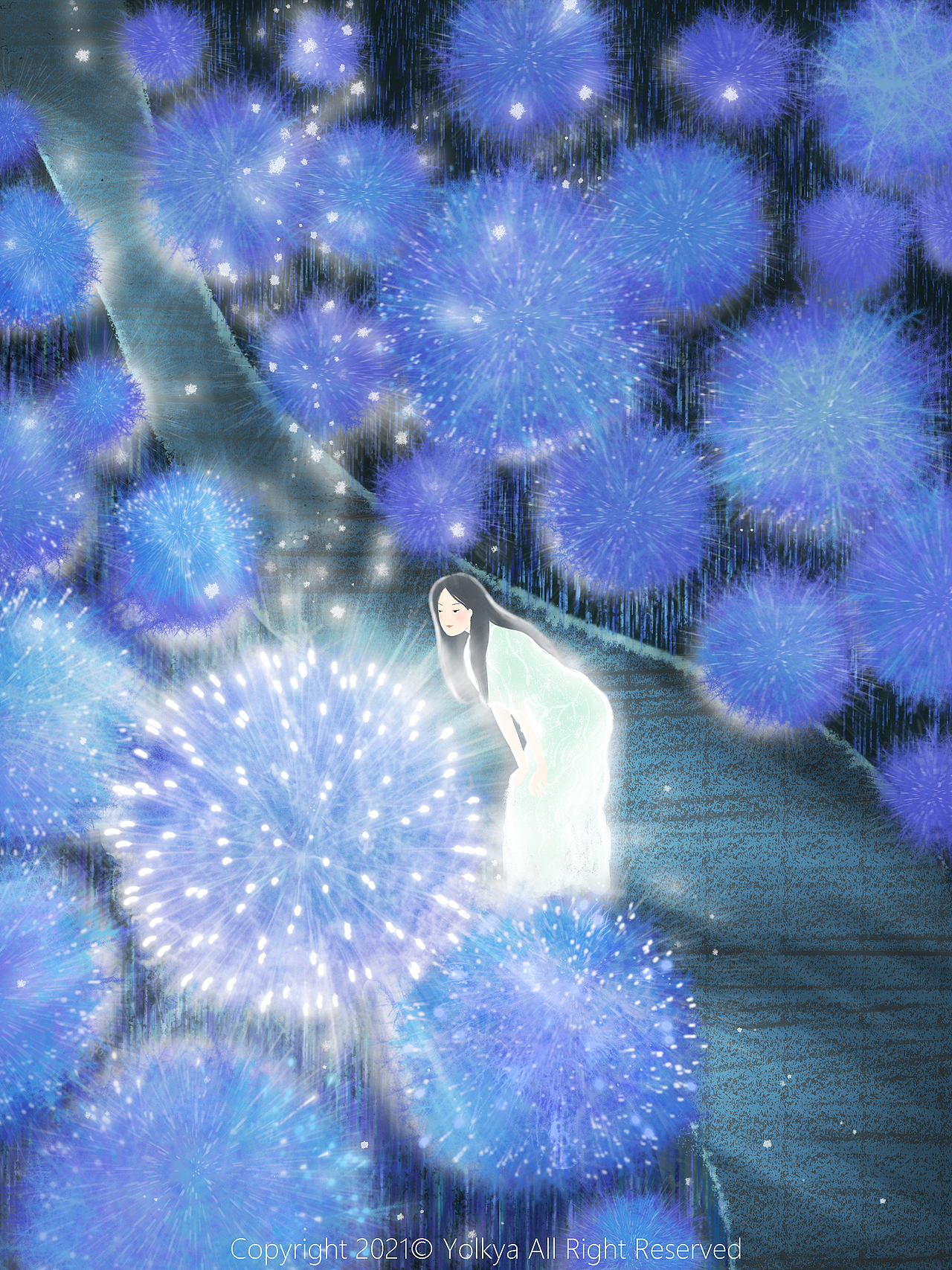 少女与花（合集）（图ZMjU4MTcxMDMy） - 艺术插画 - 站酷设计师Yolkya原创素材 - 站酷ZCOOL