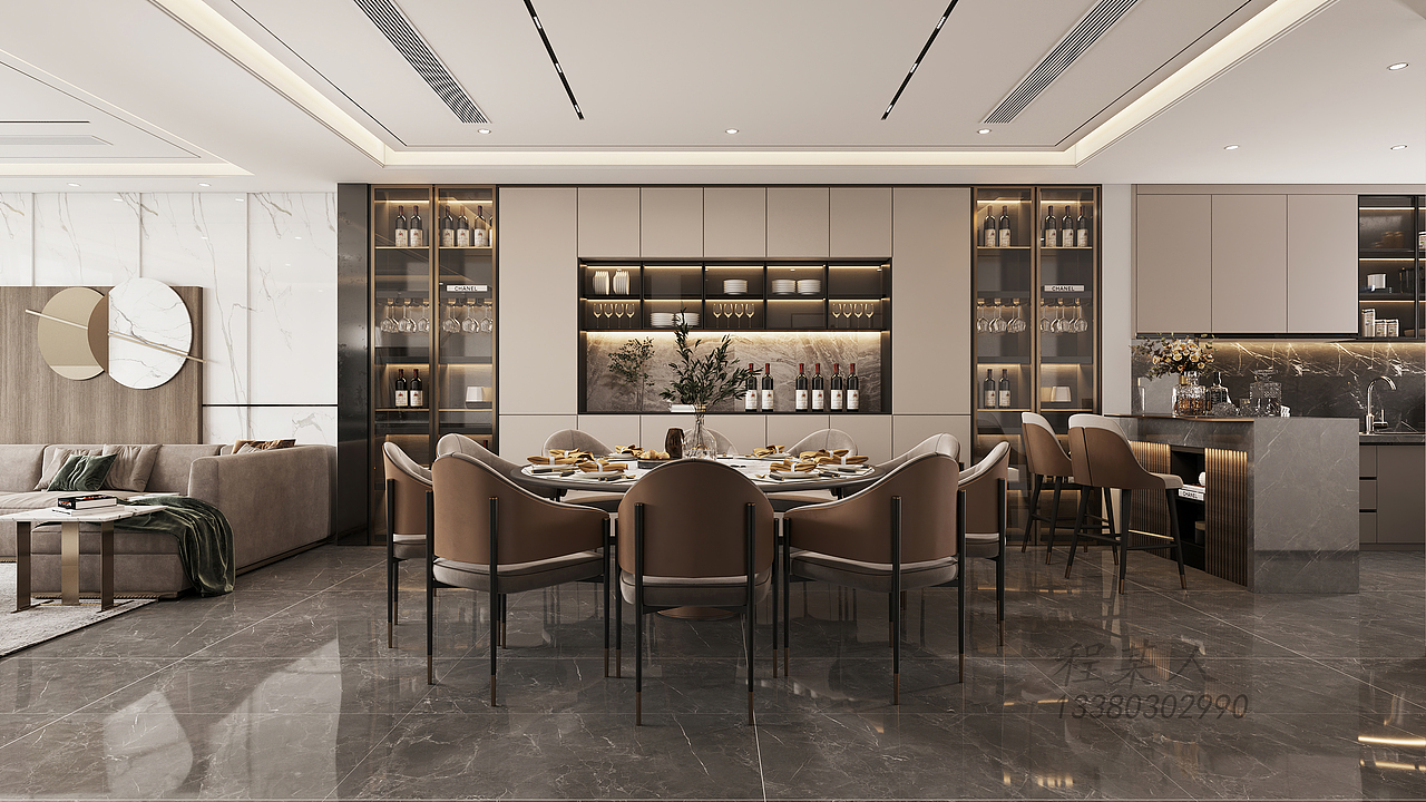 深圳别墅装修：九号公馆，现代轻奢风设计（图ZMjY3NjQyOTA0） - 家装设计 - 站酷设计师深圳岚庭装饰原创素材 - 站酷ZCOOL