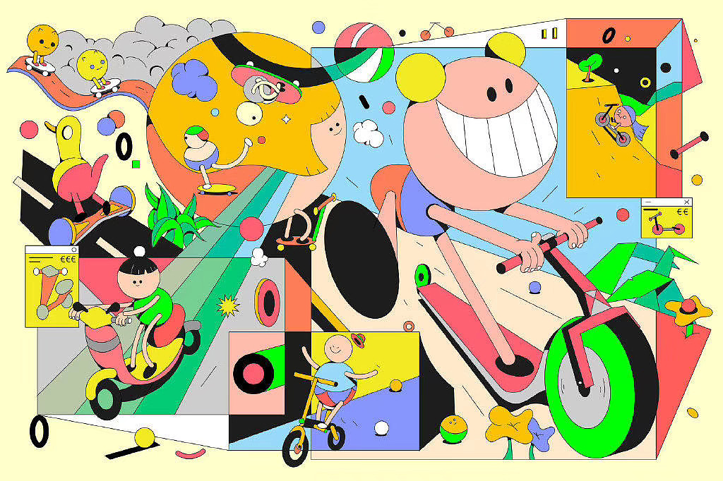 风格鲜明的描边插画