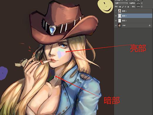 原画·板绘基础教程(笔记！笔记！笔记！) 第六课 原画人物 色温 对比 和细化  实例03
