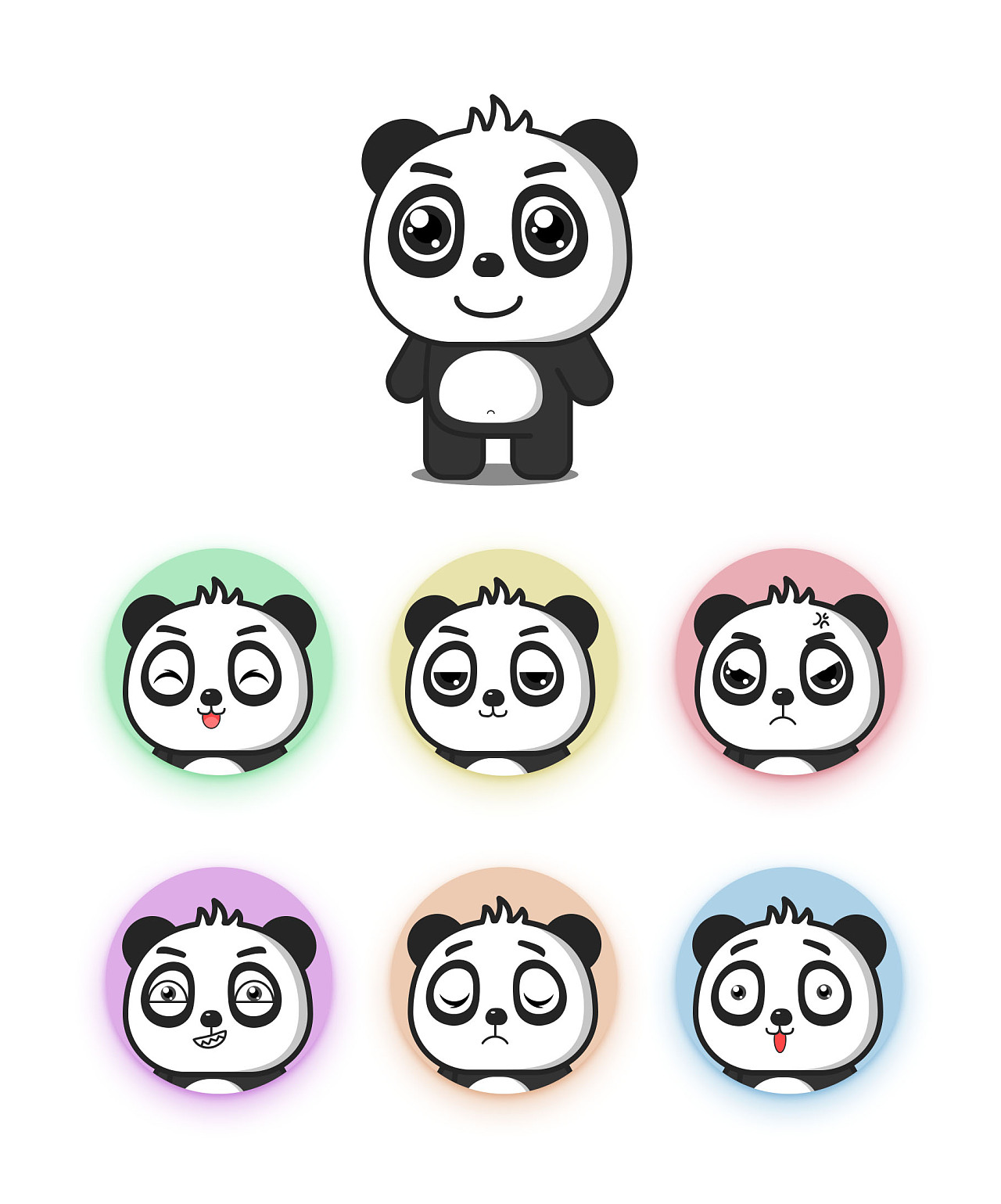 情侣熊猫动画矢量插画素材v1 Panda Couple Illustration – 设计小咖