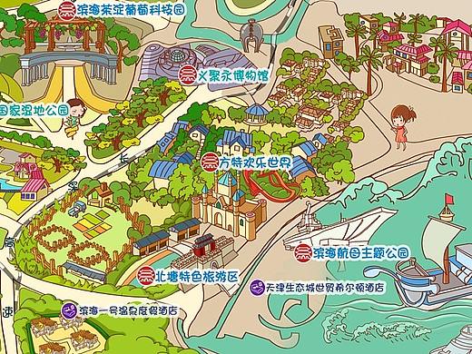 手绘地图，景点导航图，旅游景点图，地图手绘制作