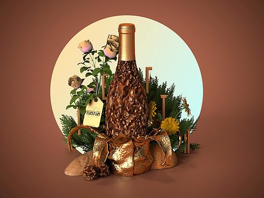 C4D巧克力酒瓶合成（個人主頁-ZNDUwNjcxNDQ=） - 場景 - 站酷設(shè)計師北木在北原創(chuàng)素材 - 站酷ZCOOL