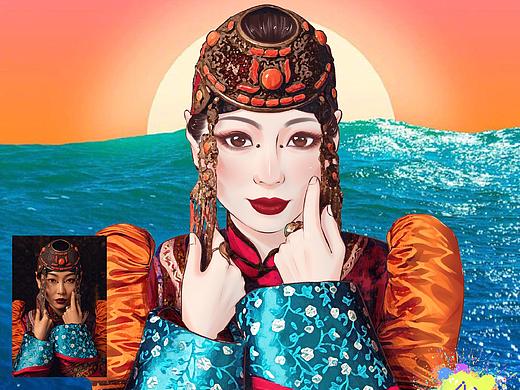 蒙古美女（个人主页-ZNTYwNDEzMzY=） - 商业插画 - 站酷设计师ZHUNA夏七三原创素材 - 站酷ZCOOL
