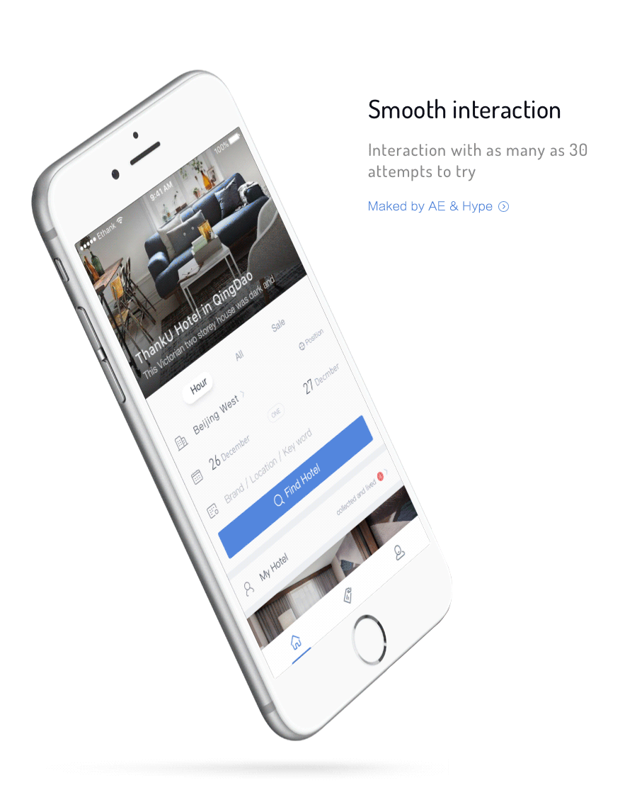 UI动效交互 ThankU Hotel App（图ZNTY0NjY2OTY=） - APP界面 - 站酷设计师EthankDesign原创素材 - 站酷ZCOOL