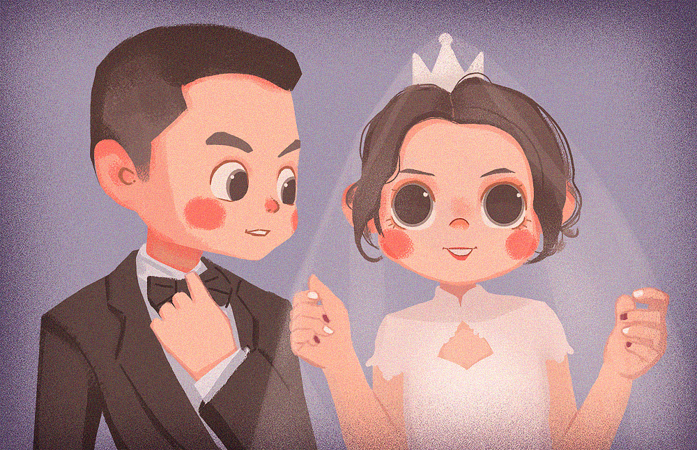 好朋友的婚礼插画