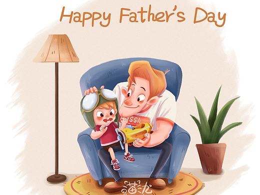 【喵九匠】父亲节小场景插画~