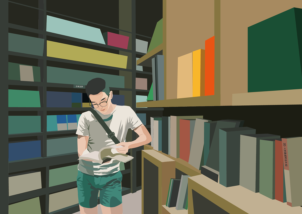 图书馆里的男孩