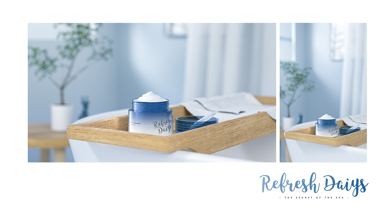 化妆品包装海报C4D写实风格渲染全案设计