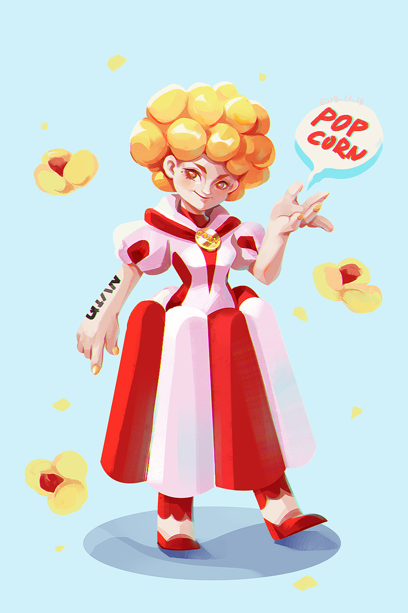 拟人系列食物篇pop corn（图ZMTg0ODg3Njg4） - 创作习作 - 站酷设计师孤独水蜜桃原创素材 - 站酷ZCOOL