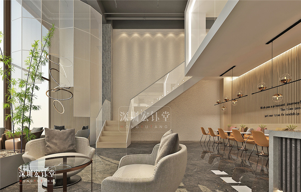郑州总部办公楼装修公司-高端轻奢办公楼装修效果图