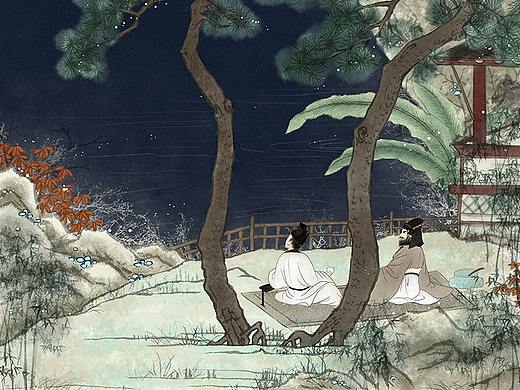 七夕赏月图