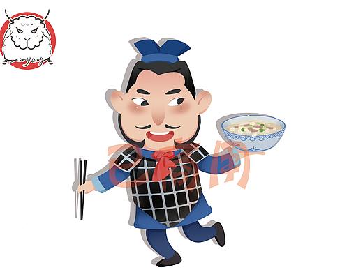 羊肉泡馍包装插画