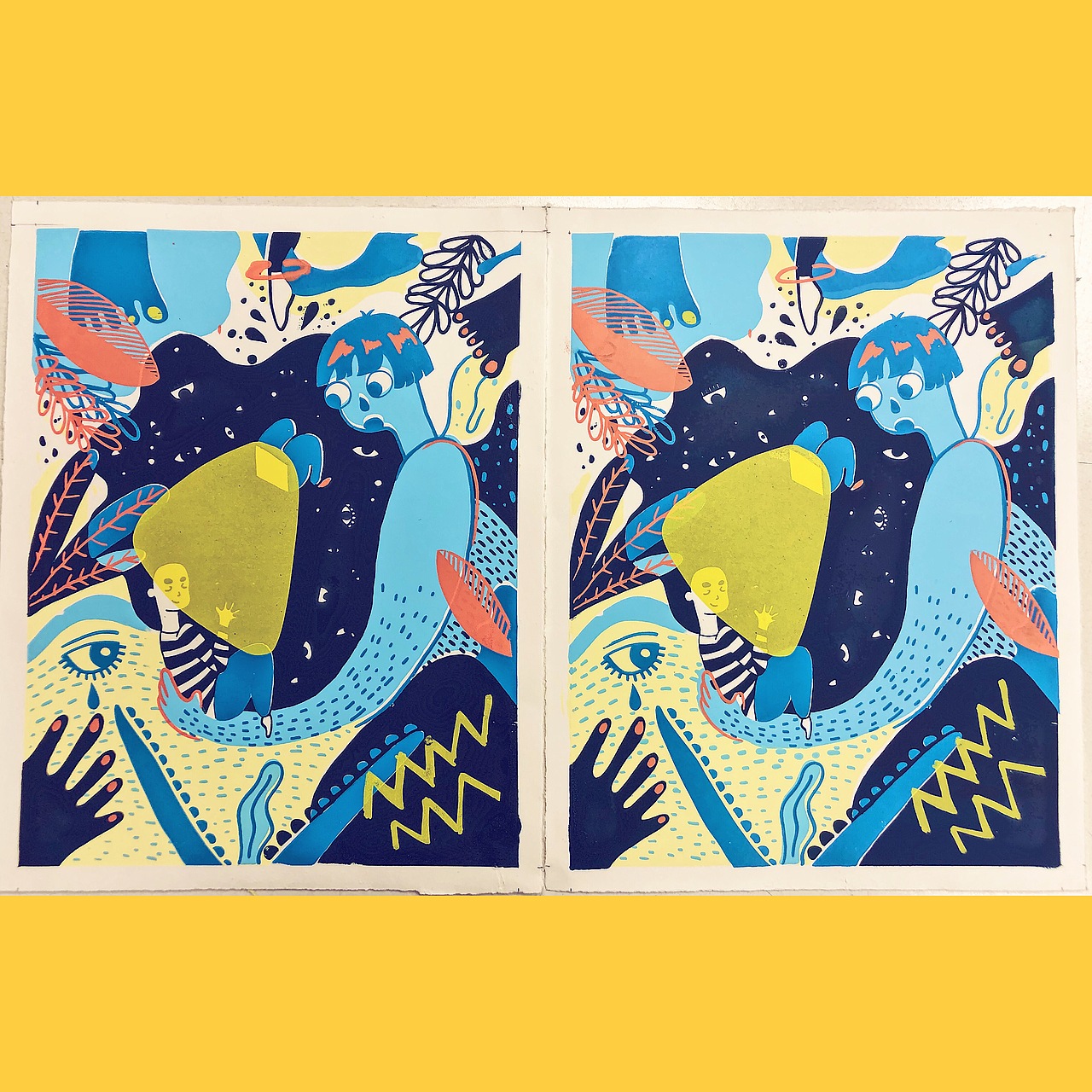 Self-blind 丝印插画设计（图ZMTUzMDI5MTQw） - 绘画 - 站酷设计师dadanniian原创素材 - 站酷ZCOOL