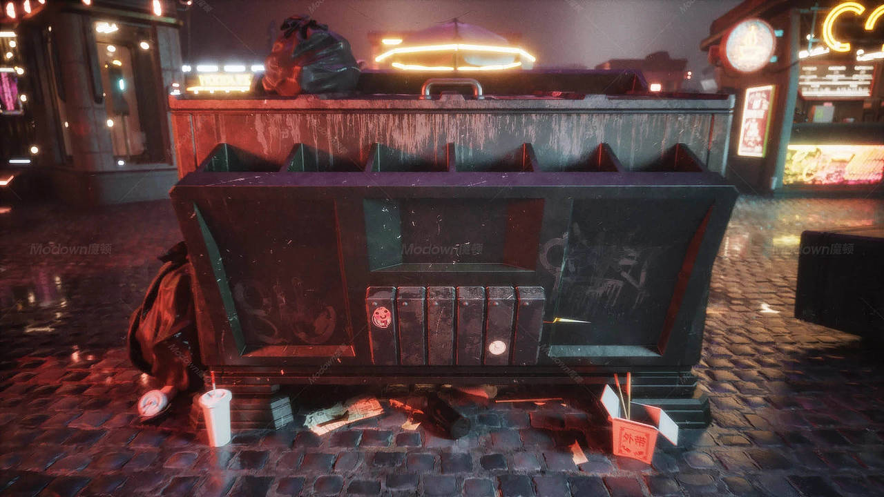 赛博朋克街道小摊 中国摊 小吃摊街道