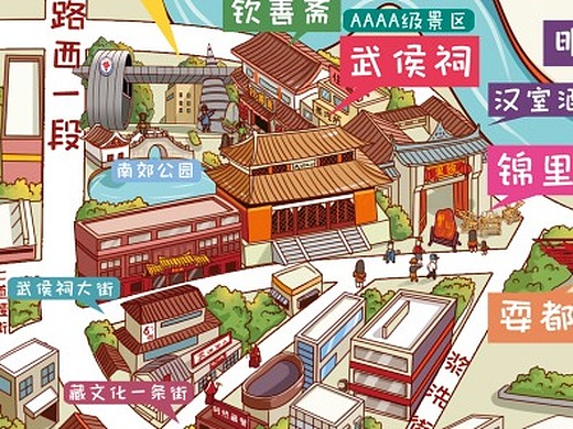 成都市武侯区手绘地图