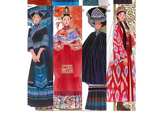 【民族风插画】美丽的中华民族女孩