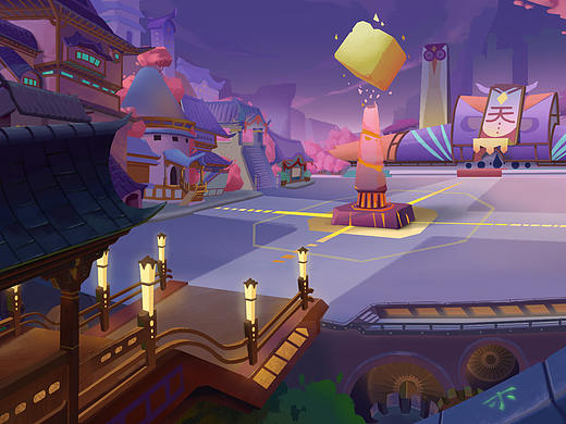 貓頭鷹魔法卡通廣場場景概念設(shè)定（個人主頁-ZNTQyNTQ4NTY=） - 概念設(shè)定 - 站酷設(shè)計師TANG_1843原創(chuàng)素材 - 站酷ZCOOL