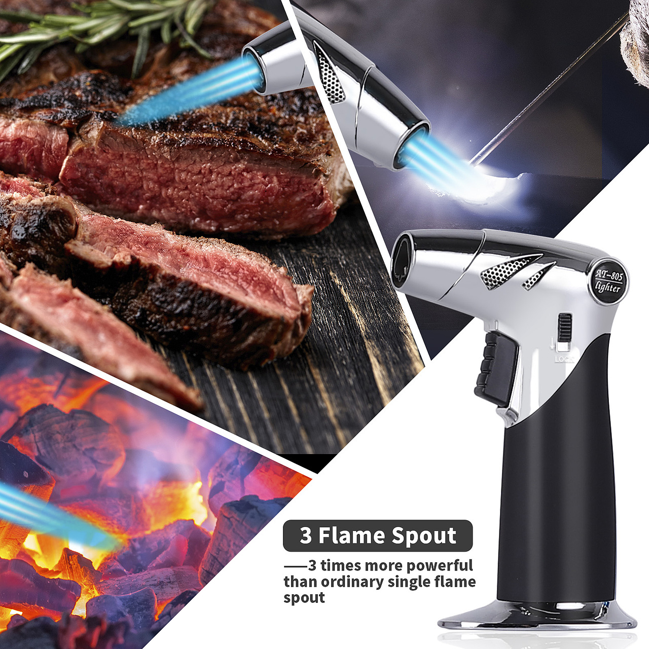 亚马逊电商套图设计——厨房蓝焰打火喷枪（图ZMjQ1ODQ2OTky） - 其他平面 - 站酷设计师蓝色纸飞机原创素材 - 站酷ZCOOL