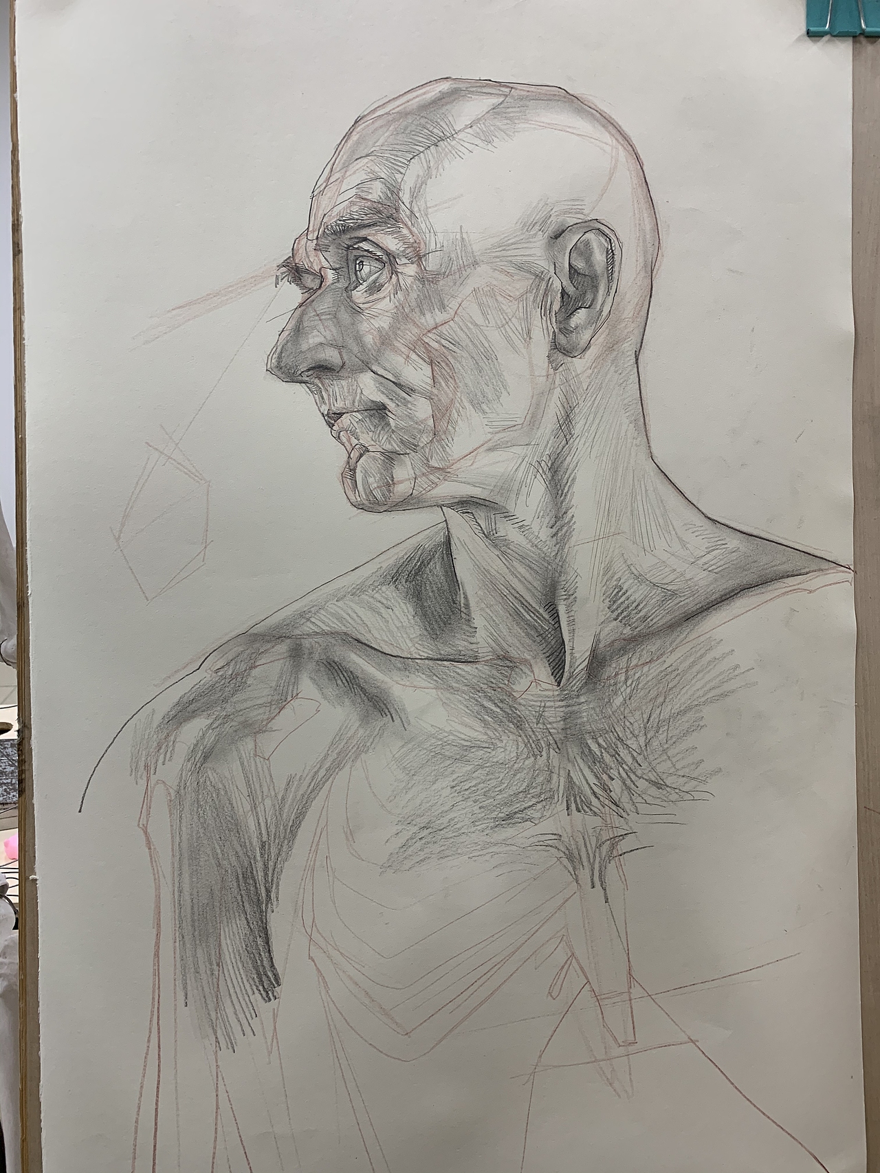 油画侠管老师线下人体写生解剖课课堂示范