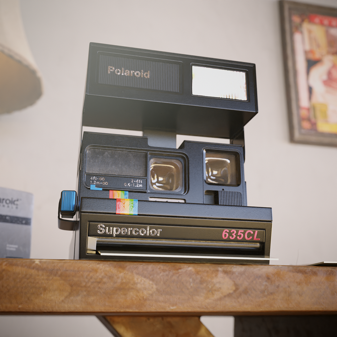 Polaroid 635CL 宝丽来拍立得相机 - Blender渲染