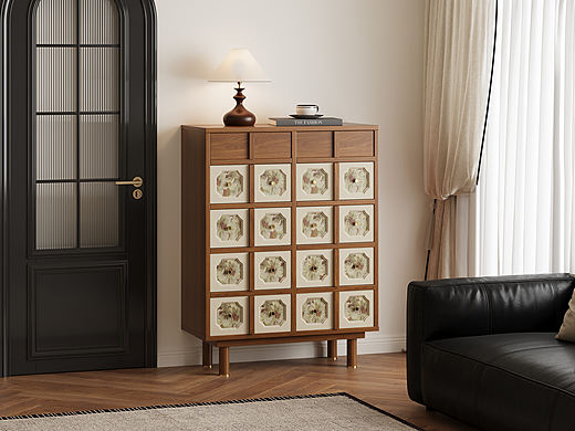 印花棋盘格斗柜