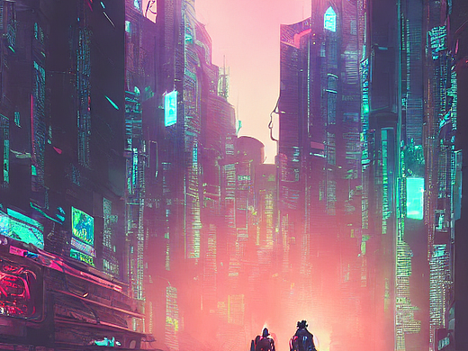 #AI创作实验室#城市中的赛博朋克（个人主页-ZNjI1NDUwNDg=） - AI作品 - 站酷设计师高洛里原创素材 - 站酷ZCOOL