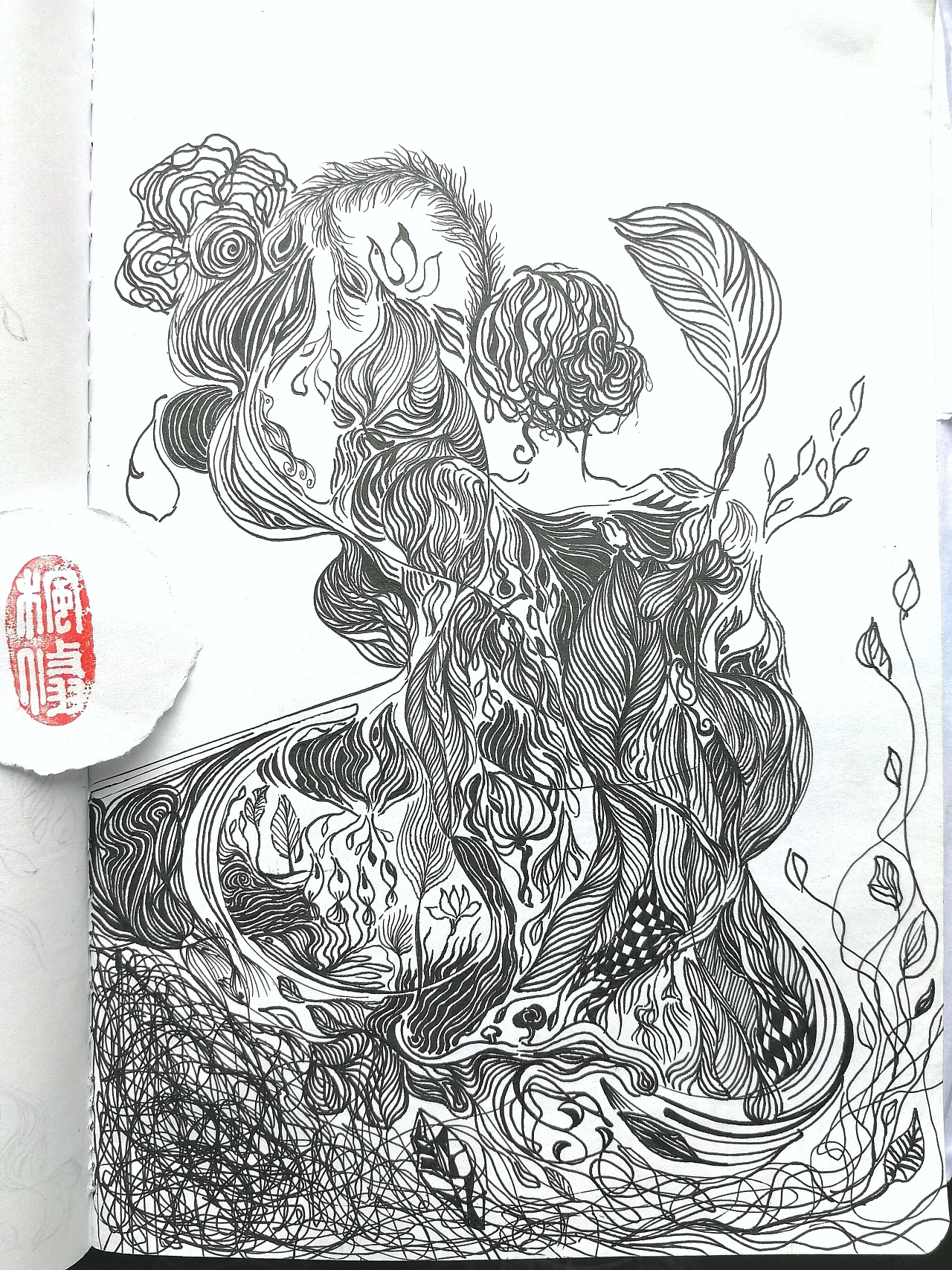 杂乱无章的签字笔涂鸦小画