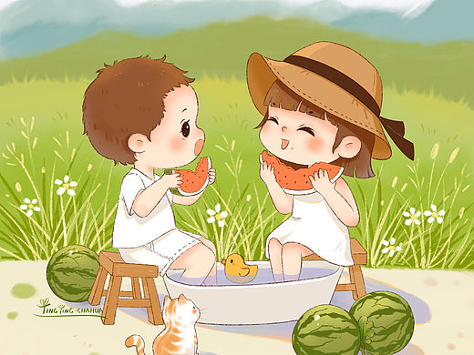 又是一个夏天（个人主页-ZNjUzMjU4MTI=） - 儿童插画 - 站酷设计师婷婷插画原创素材 - 站酷ZCOOL
