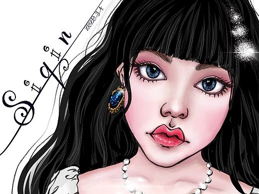 带珍珠项链的少女