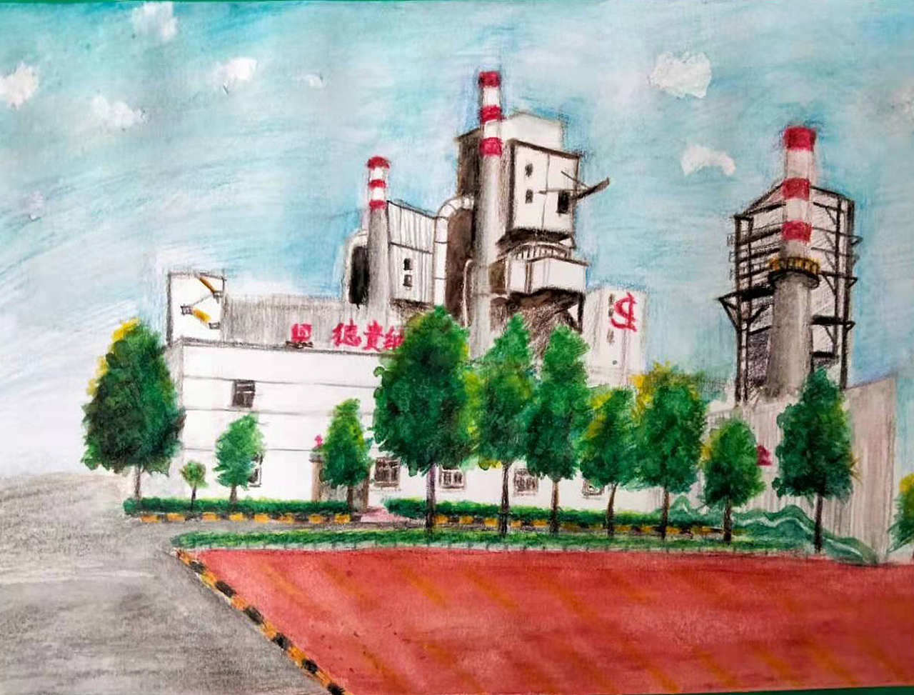 厂区一角，彩铅小画