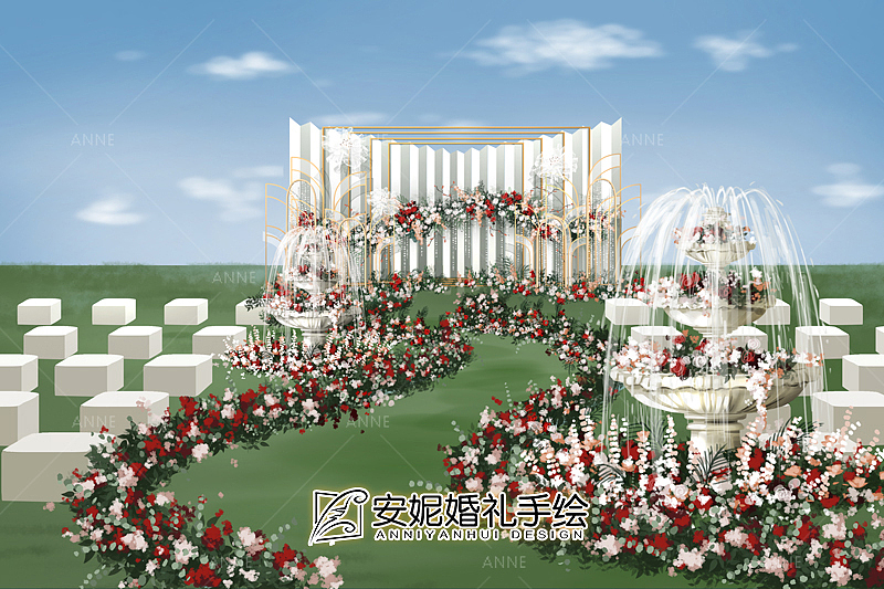 小清新户外主舞台 安妮婚礼手绘（图ZMTUxMTg4MDg4） - 舞台美术 - 站酷设计师安妮婚礼手绘原创素材 - 站酷ZCOOL