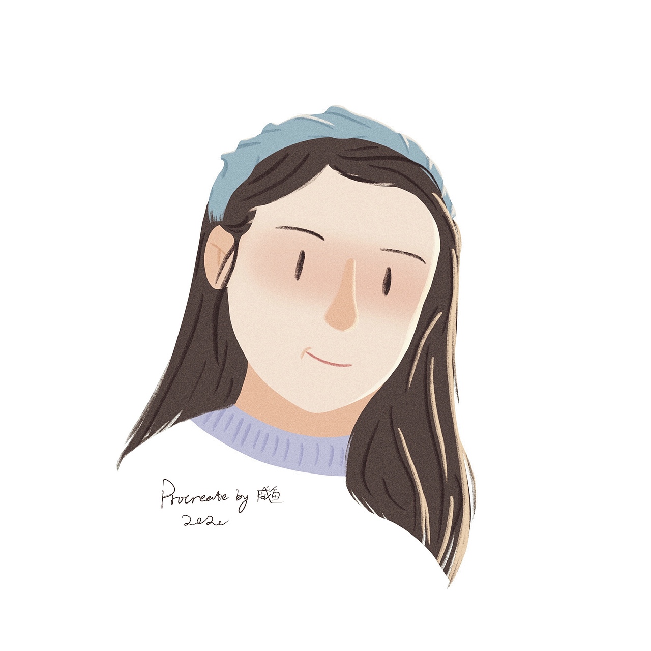 iPad Procreate头像插画练习（图ZMjAyODQ3NjMy） - 创作习作 - 站酷设计师不当咸鱼的咸鱼原创素材 - 站酷ZCOOL