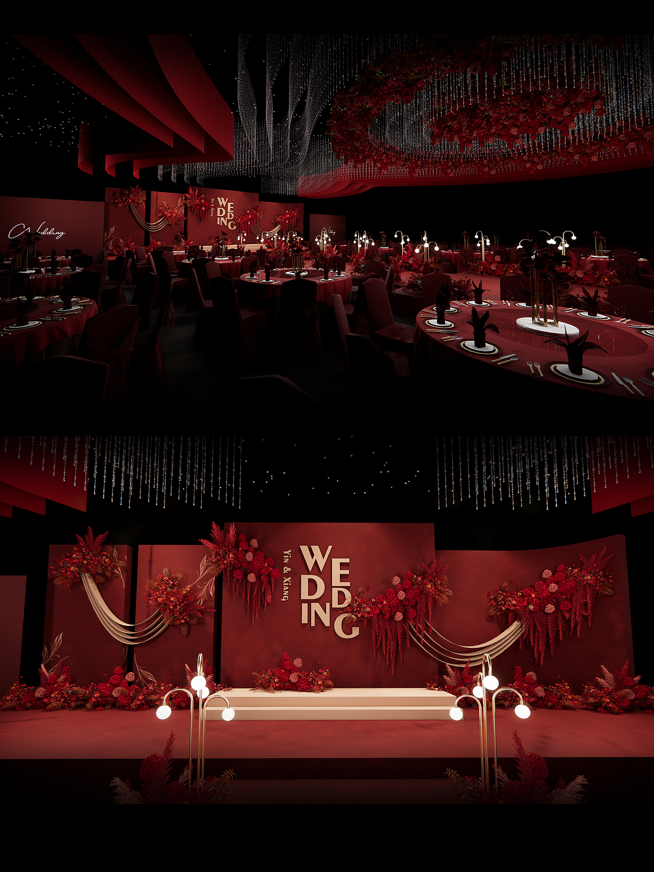 红金小预算复古简约婚礼设计3D效果图（图ZMjk3MTIzOTYw） - 场景 - 站酷设计师印象派魔王原创素材 - 站酷ZCOOL