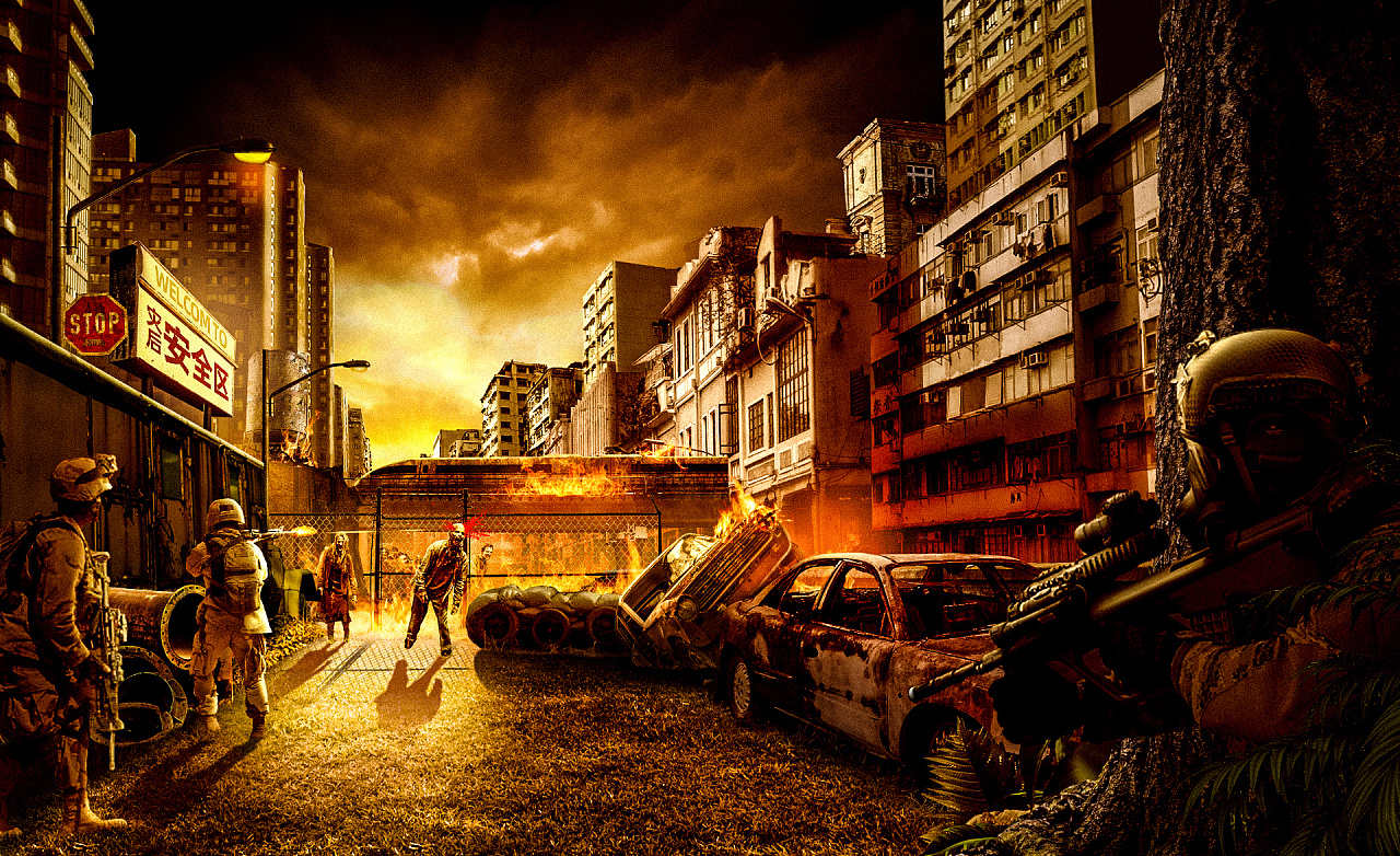 丧尸场景合成练习|网页|电商|月夜霜鬓 - 原创作品 - 站酷 (zcool)