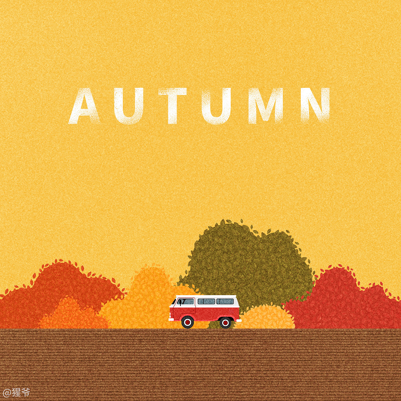 扁平风格四季插画