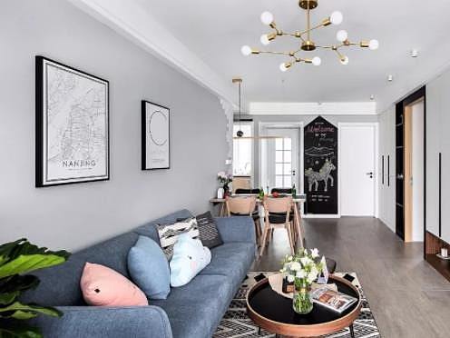 宜家悦筑装饰-沈阳89平三室北欧风二手房装修效果图