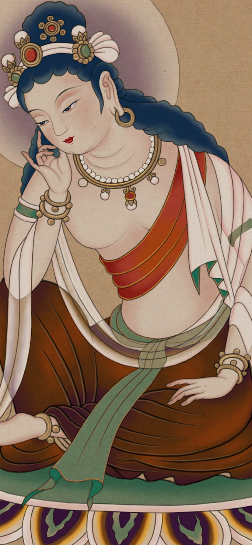 仿古敦煌壁画《思维菩萨》（图ZMjU4ODY5OTAw） - 绘画 - 站酷设计师创e派原创素材 - 站酷ZCOOL