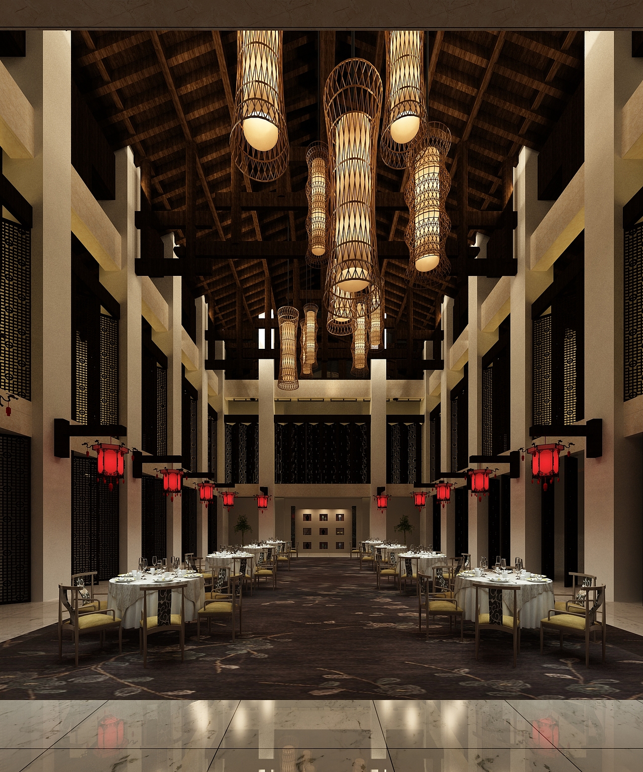 大型中式餐厅设计（图ZNDk5NDY1Mjg=） - 家装设计 - 站酷设计师张璞原创素材 - 站酷ZCOOL