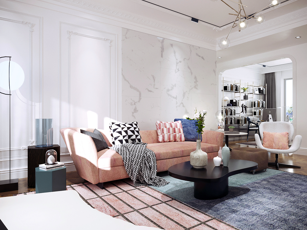 济南漫山香墅麓府170平三居室法式轻奢风格装修设计