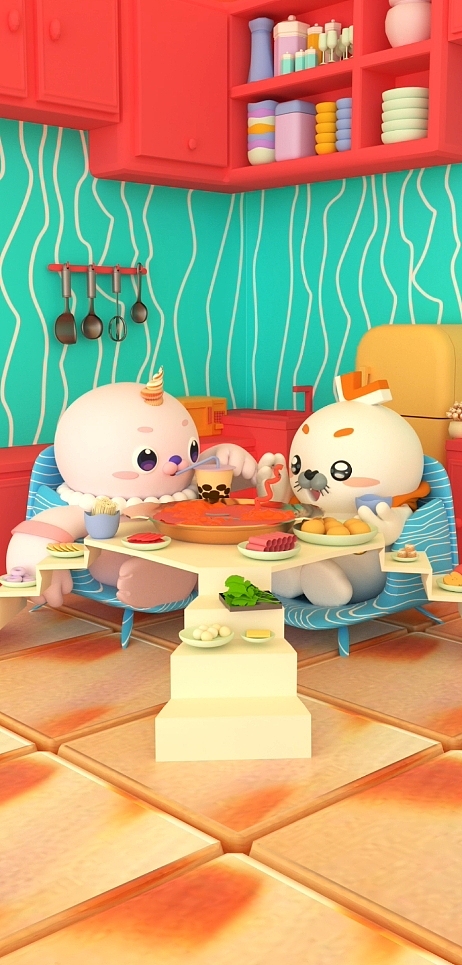 【海豹良小宝Friends】吃火锅PC/手机-3D动态壁纸