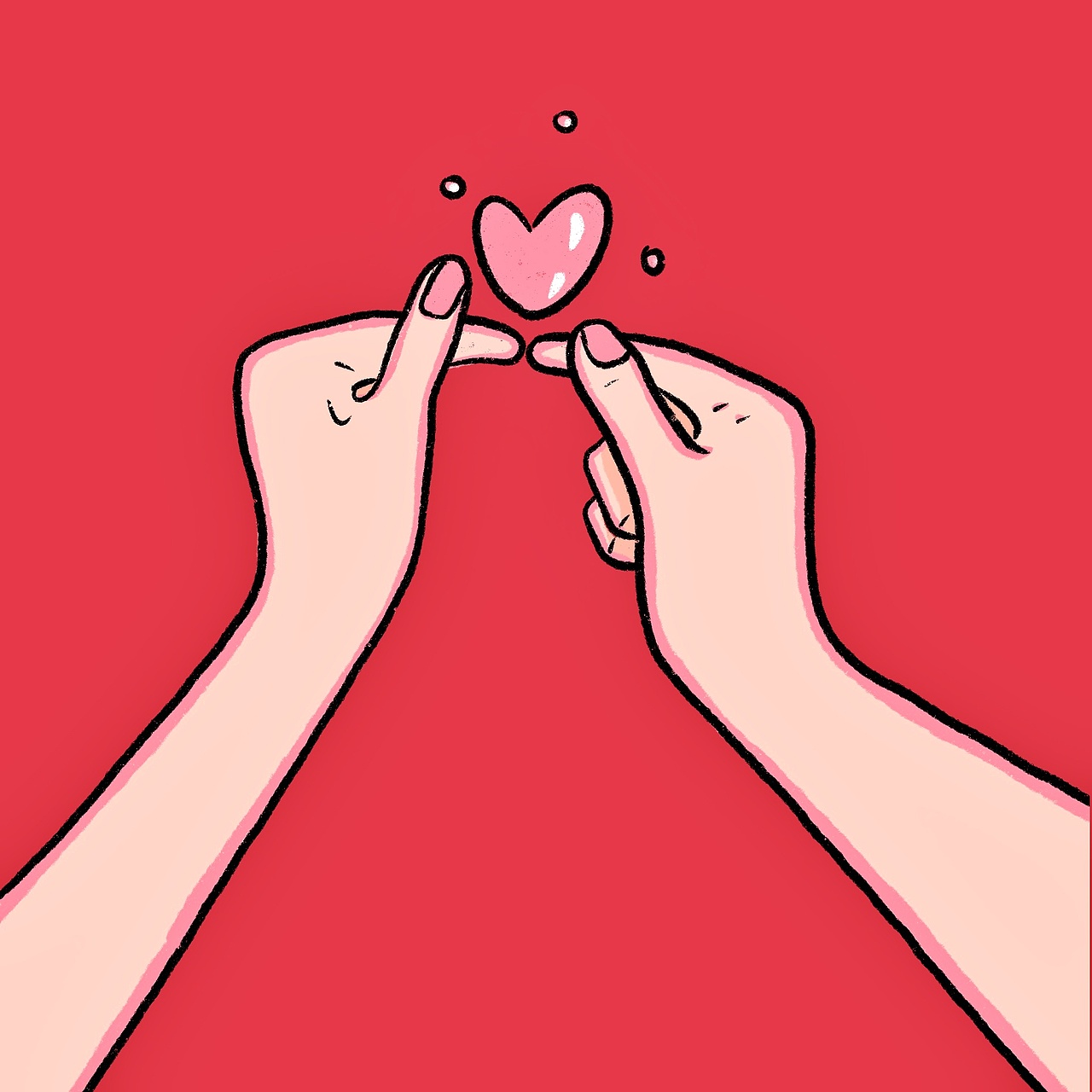 情侣拍照手势插画简笔画可爱