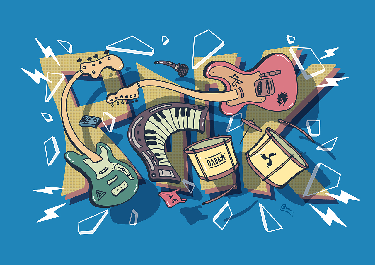 乐队主题-书籍封面设计（图ZMjM5NDQ0MTAw） - 商业插画 - 站酷设计师眯斯特G原创素材 - 站酷ZCOOL