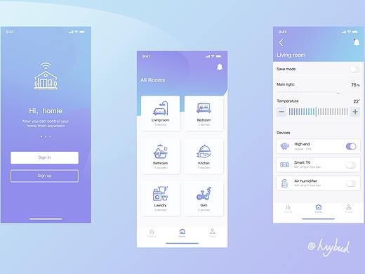 家庭智能家居APP（个人主页-ZNDIyMzgwOTY=） - APP界面 - 站酷设计师heybud原创素材 - 站酷ZCOOL