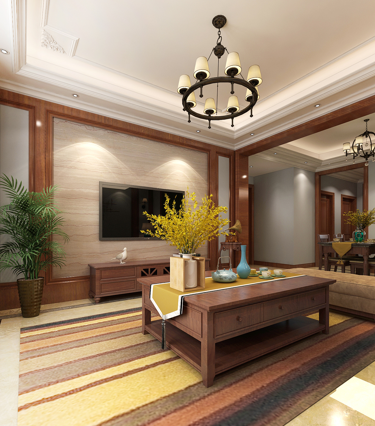 融创中心217平米美式风格装修效果图