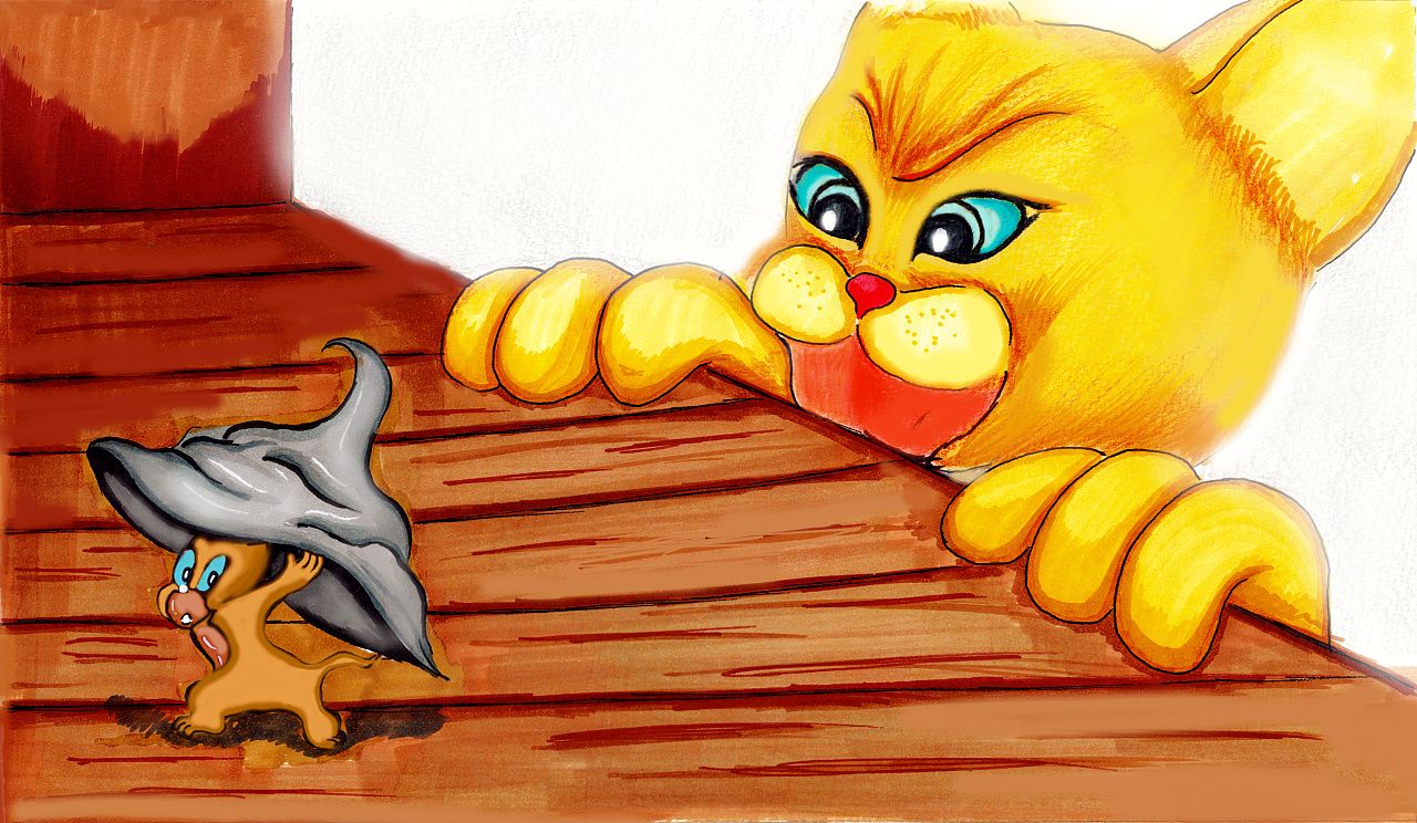 穿靴子的猫插画设计