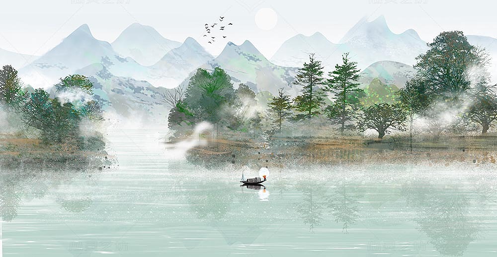 淡雅山水（图ZMjcwMTA3NzE2） - 商业插画 - 站酷设计师心灵艺坊原创素材 - 站酷ZCOOL